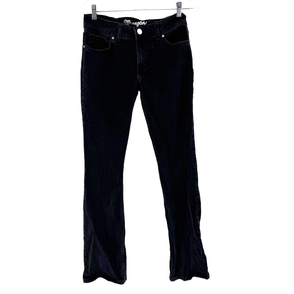 Wrangler Mid Rise Black Boot Cut Jeans Womens Size 7 Black Western Cowgirl Rodeo
